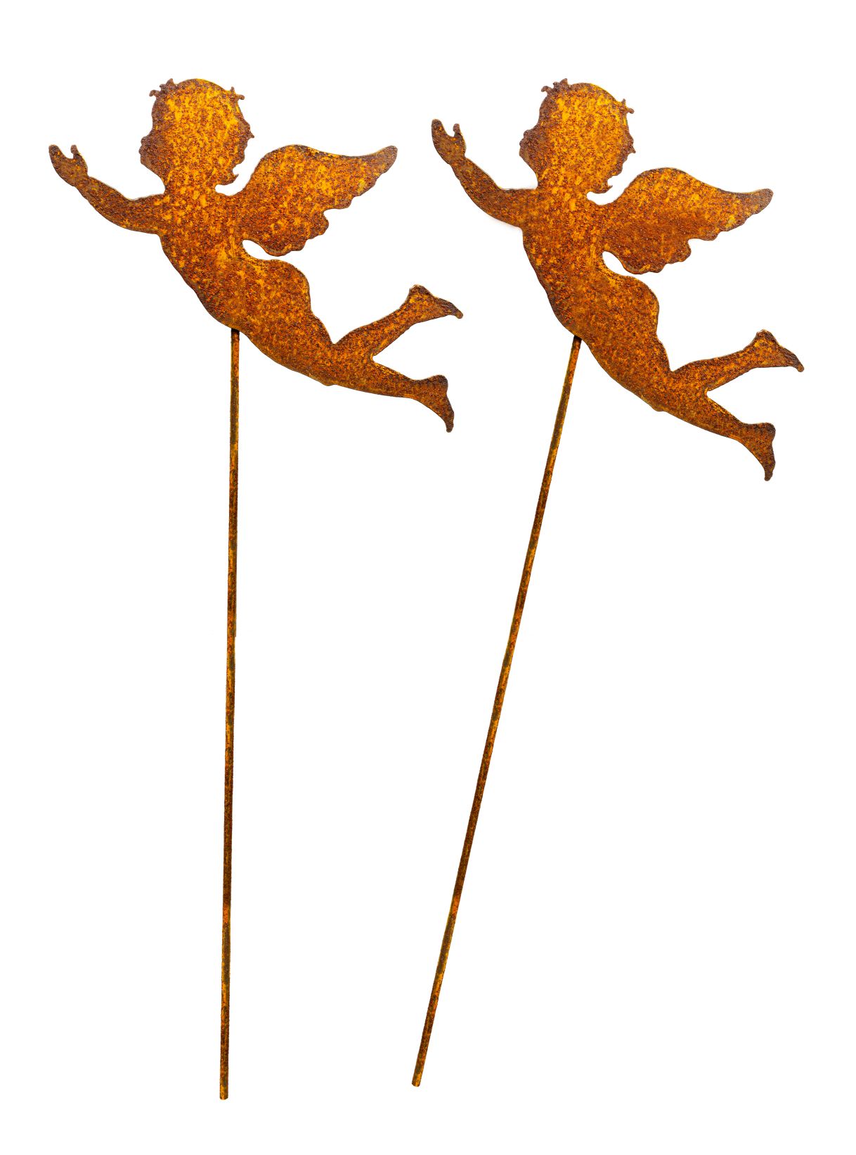 2 Engel Rost Deko Figuren für den Deko Garten, den Balkon oder die Haustüre