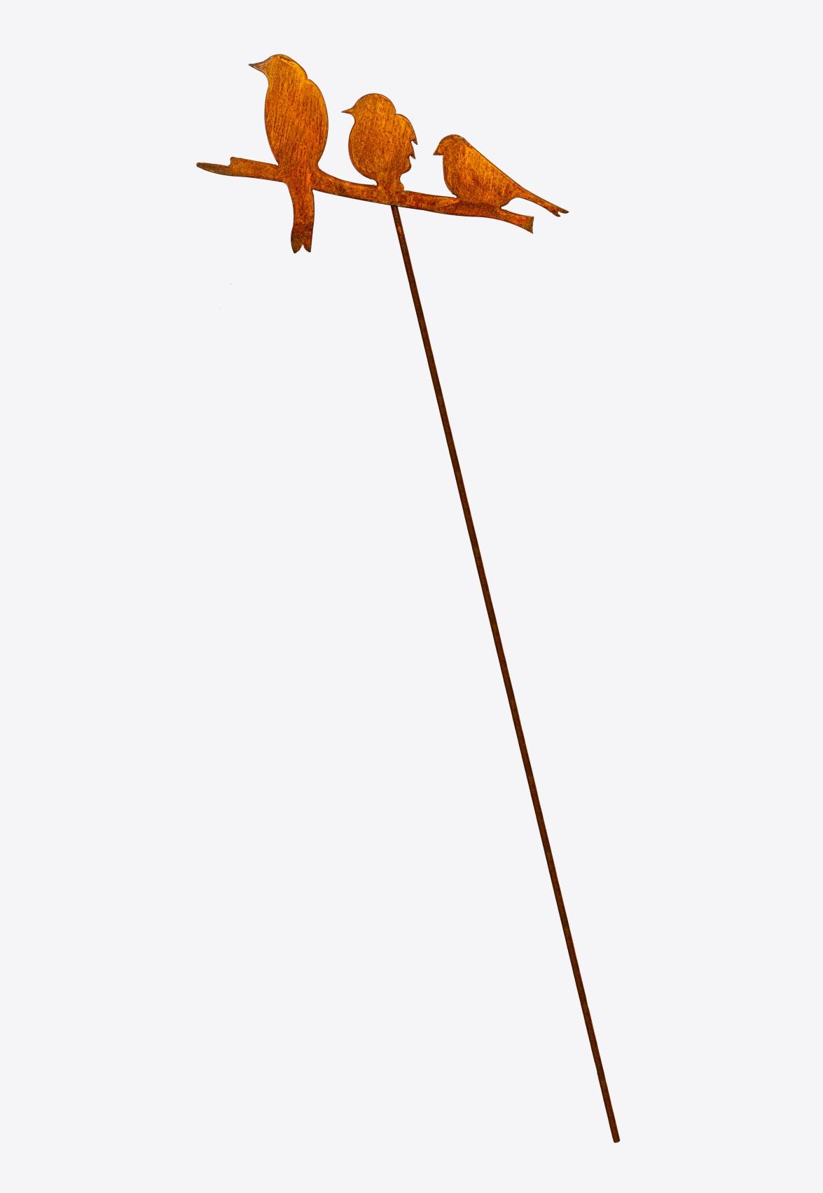 3 Vögel auf Ast - Edelrost Gartenstecker 115 cm Rost Gartendeko Terrassendeko