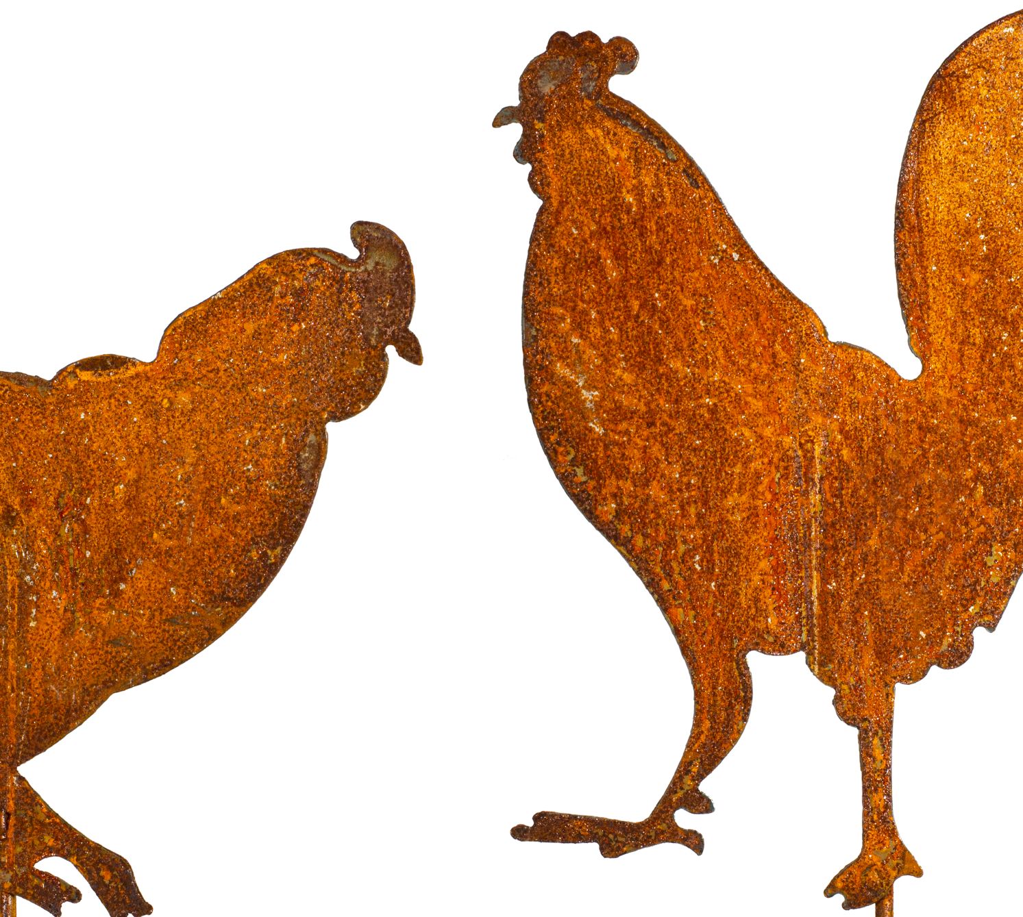 Hühner Deko Figuren für den Garten - Vogel Tiere aus Rost als Blumenstecker