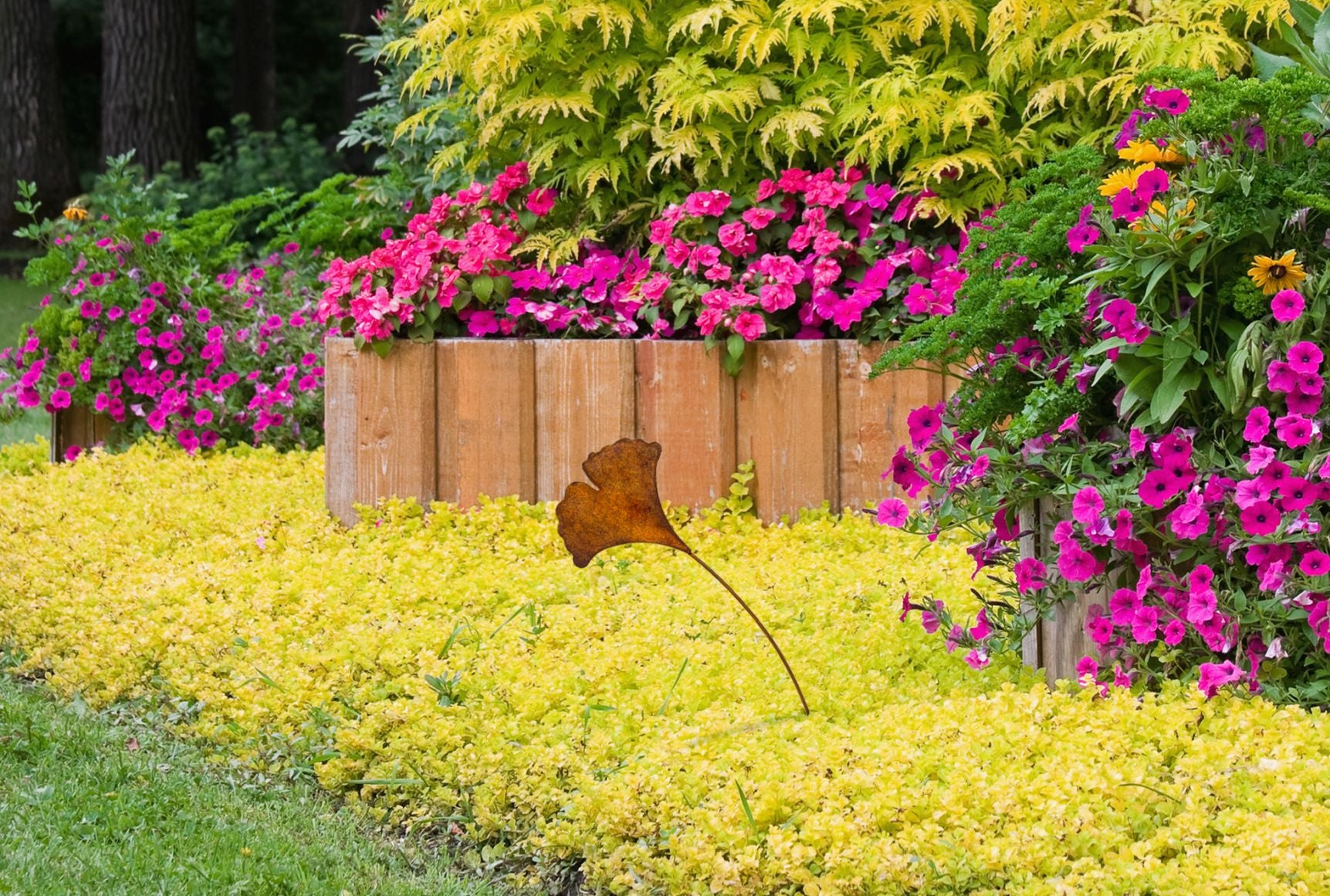 Ginkgo Blatt Rost Deko für Garten Terrasse oder Balkon