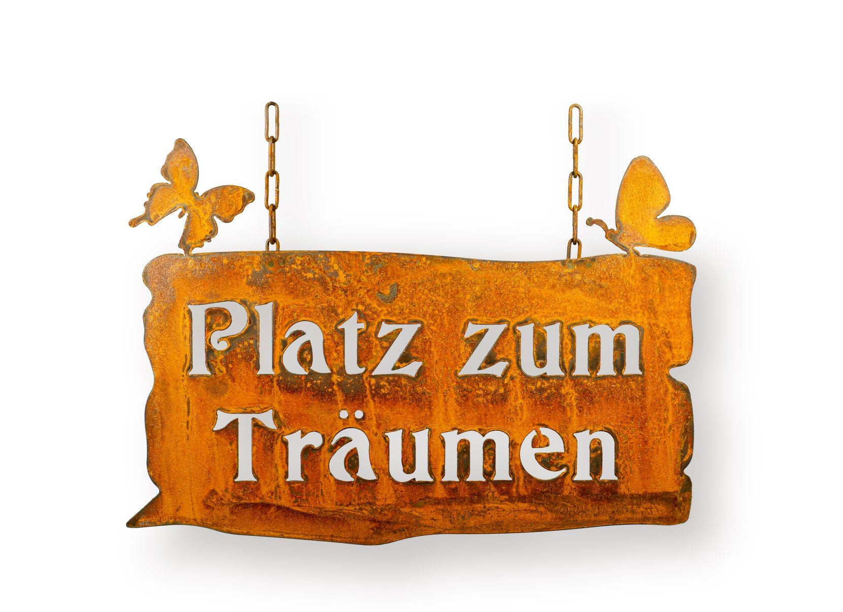 Edelrost Schild "Platz zum Träumen" zum Aufhängen - wetterfeste Gartendeko