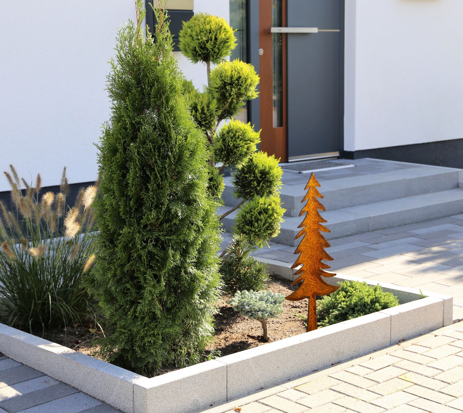 Fichte Baum Skulptur Tanne Garten Deko Terrassen Deko Balkon Deko - Edelrost