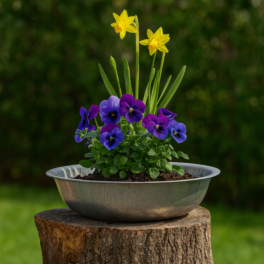 Zinkwanne zum Bepflanzen oder als Miniteich für Terrasse, Garten und Balkon